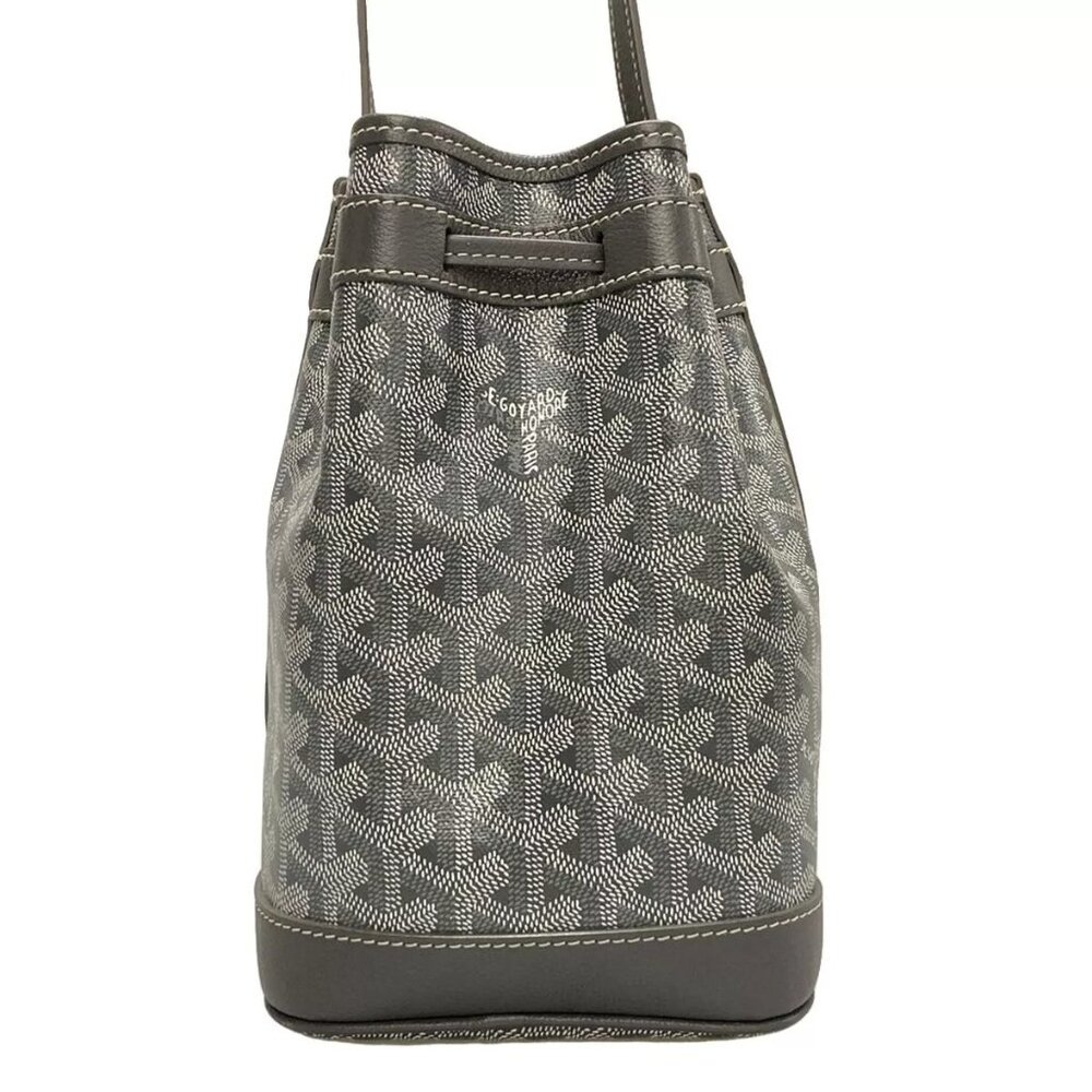 GOYARD Petit Flot Bucket Bag Gray Coated Canvas Leather Shoulder Bag 2338-101424 - Picture 2 of 14